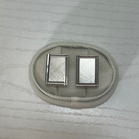 Vintage Damode Sterling Silver Cufflinks Rectangular Textured Silver Plated - Picture 1 of 3